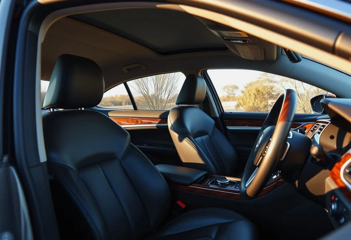 The cabin of a mid-size automatic, showing the dashboard, centre console and rear air vents.